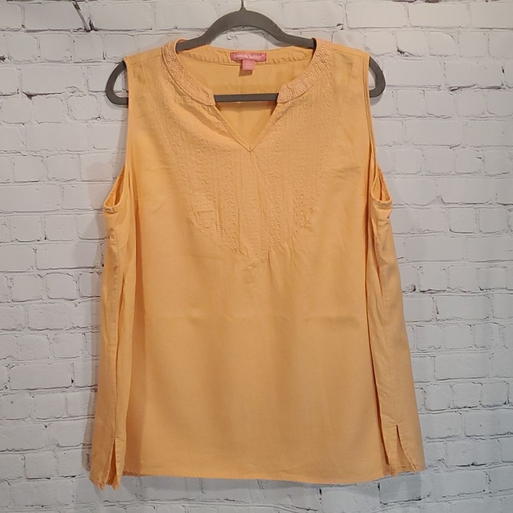Woman Within plus size linen blend peach tank top